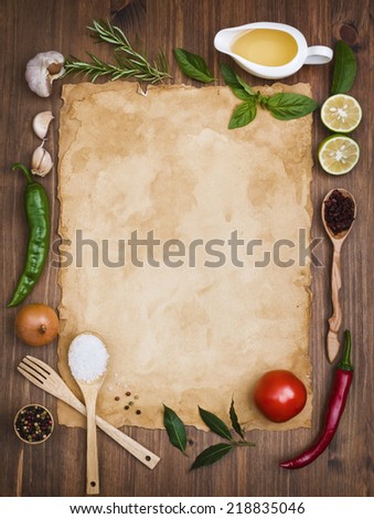 Old recipe note background concept