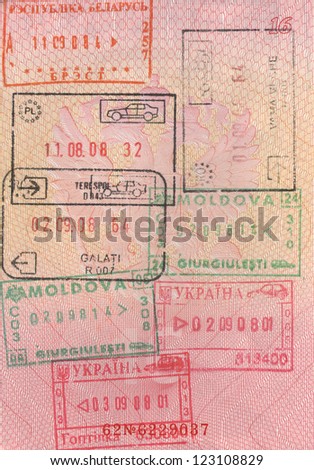 Passport. customs stamps