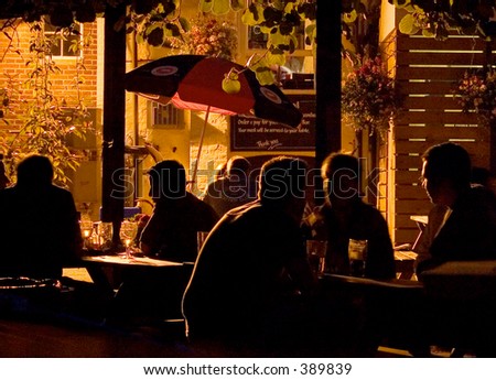 Outdoor beer garden on a summer's evening Outdoor beer garden on a summer's evening