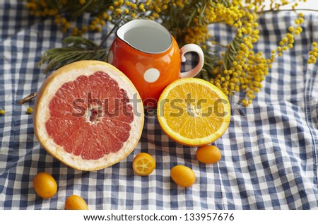 ripe citrus on  table with natural lighting