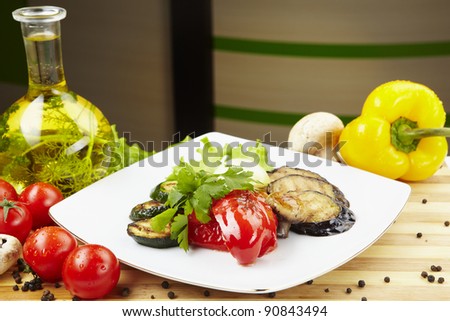 Grilled vegetables. Vegetarian, tasty, useful and nutritious food