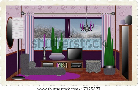 funky living room designs on Funky Living Room Retro Style Early Color Stock Photo 17925877