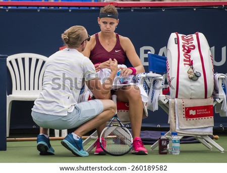 MONTREAL - AUGUST 4: Lucie Safarova of Czech Republic in her First round match win over Sorana Cirstea of Romania at the 2014 Rogers Cup on August 4, 2014 in Montreal, Canada