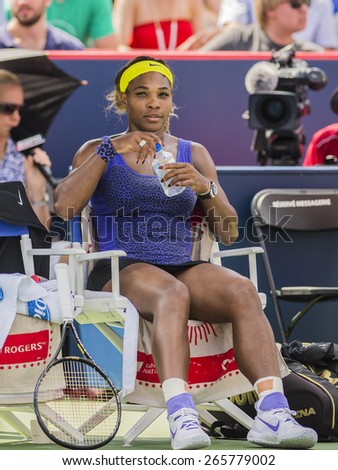 MONTREAL - AUGUST 9: Serena Williams of USA in her semi final match loss to Venus Williams of USA at the 2014 Rogers Cup on August 9, 2014 in Montreal, Canada