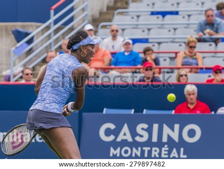 MONTREAL - AUGUST 5: Venus Williams of USA in her Second round match win over Anastasia Pavlyuchenkova of Russia at the 2014 Rogers Cup on August 5, 2014 in Montreal, Canada