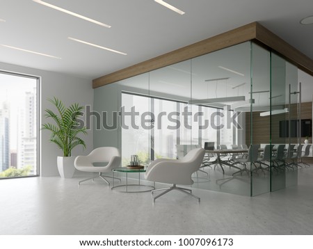 Interior of reception and meeting room 3D illustration