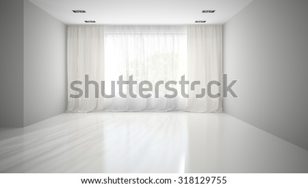 Empty room with grey wall 3D rendering