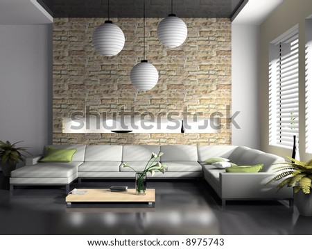 Modern Interior Of Drawing-Room 3d Rendering Stock Phot