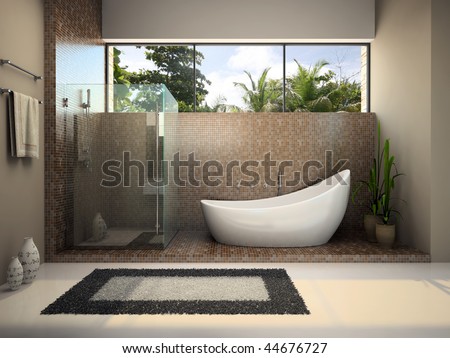 stock photo interior of the modern bathroom d rendering 44676727 Bathroom D
