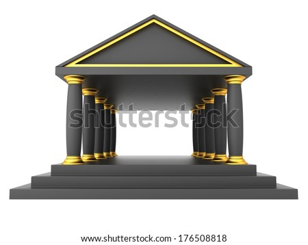 Illustration of a black temple with columns