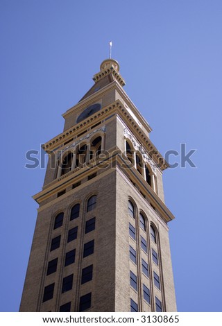 clock tower on 16th street mall in denver, colorado