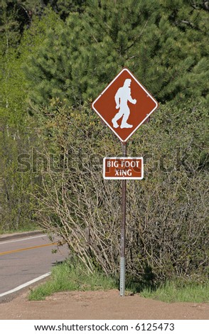 Big Foot crossing sign on Pikes Peak, Colorado
