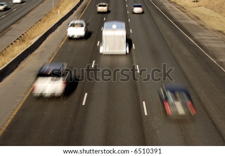 Blurred Cars on the interstate