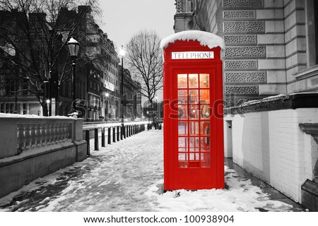 London Red Telephone Booth at dawn
