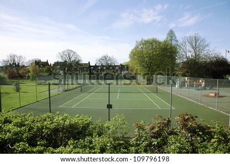 Local Community Tennis Court View on a sunny day
