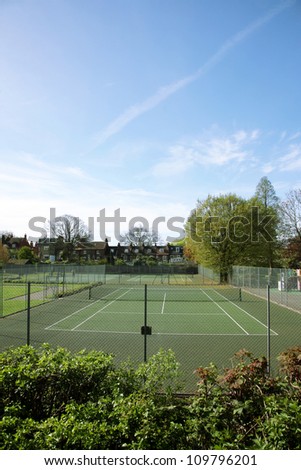 Local Community Tennis Court View on a sunny day