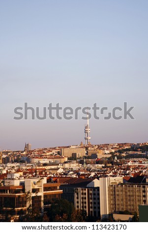 Prague Skyline include television tower seen from  Petrin Hill