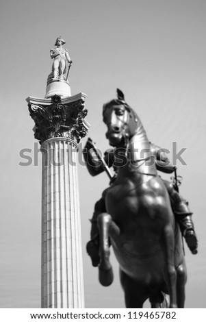 Nelson Column and Charles statue in Trafalgar Square