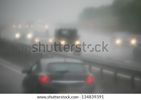 Seeing as there\'s heavy shower on a highway and road condition looks quite dangerous.