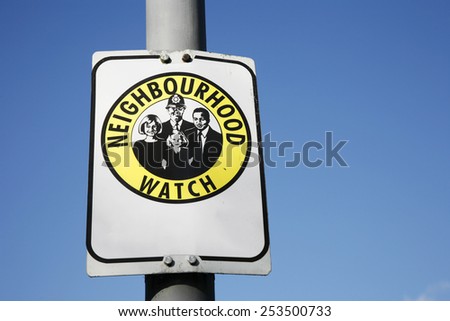 Neighbourhood watch area sign in England, UK