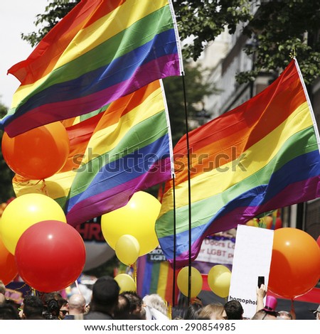 Rainbow flag in London\'s Gay Pride