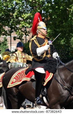 LONDON - JUNE 17: Household Cavalry at Queen\'s Birthday Parade on June 17, 2006 in London, England. Queen\'s Birthday Parade take place to Celebrate Queen\'s Official Birthday in every June in London