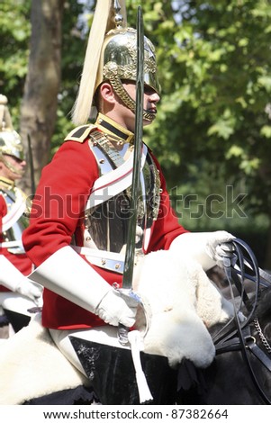 LONDON - JUNE 17: Household Cavalry at Queen\'s Birthday Parade on June 17, 2006 in London, England. Queen\'s Birthday Parade take place to Celebrate Queen\'s Official Birthday in every June in London