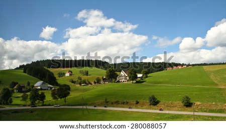 Schwarzwald / Black Forest / Black Forest. Beautiful landscape with a small house and the road.