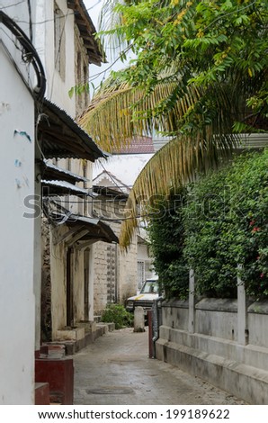 STONE TOWN, TANZANIA - 27 MARCH: narrow streets of Stone Town - main city of Zanzibar, old colonial province - 27 MARCH, 2013, Stone Town, Tanzania