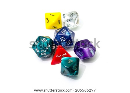 role playing dices isolated on white background - stock photo
