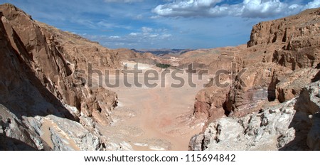 Magnificent landscape. Desert Sinai in the beginning of winter. Egypt