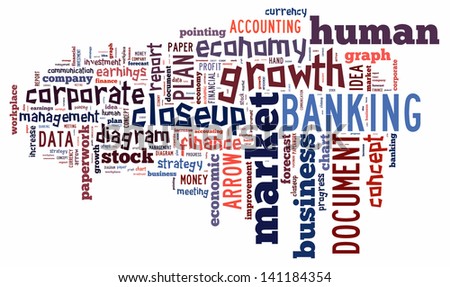 Banking word cloud in the shape of USA