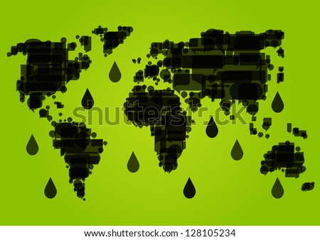 World map made of black dripping oil fields ecology environmental concept background illustration vector