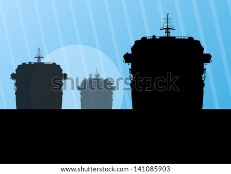 Navy military battleships with guns in ocean landscape background illustration vector