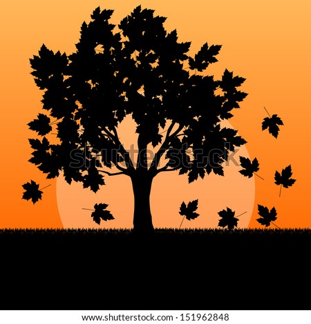 Maple tree autumn leaves background vector landscape concept