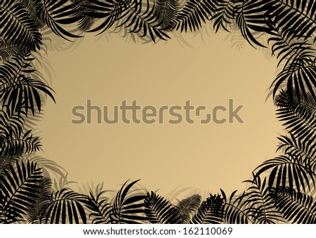 Exotic forest jungle leaves, grass and herbs wild untamed nature landscape illustration background vector