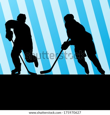 Ice hockey player silhouette sport abstract vector background concept