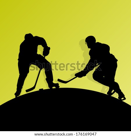 Active young men ice hockey sport silhouettes skating in winter sports abstract background illustration vector
