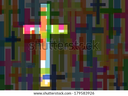 Christianity religion cross mosaic concept abstract background vector illustration