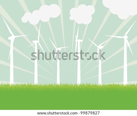Ecology wind generator vector background landscape