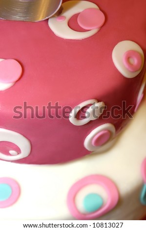 stock photo Wedding cake sports retro design in hot pink and turquoise