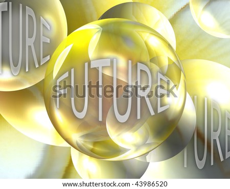 Look into the crystal ball and see your future.  Golden iredescent balls float through space.  Your future can be seen by just looking into each orb.