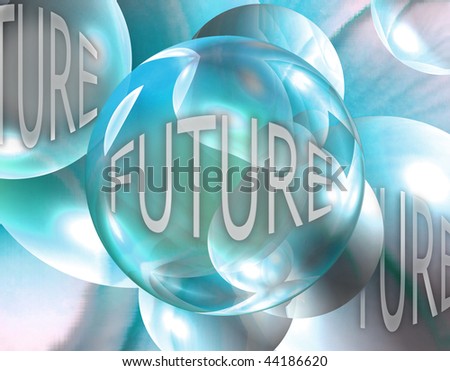 Look into the crystal ball and see your future.  Golden iredescent balls float through space.  Your future can be seen by just looking into each orb.