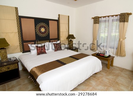 Thai style resort bedroom