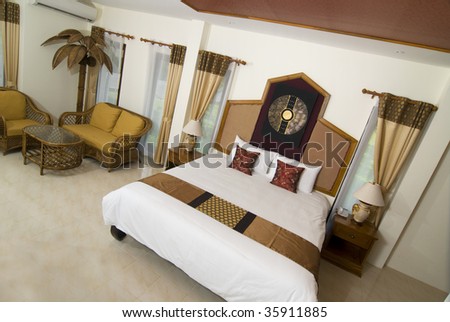 Asian style resort bedroom