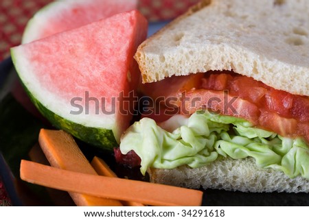 Tomato and butter lettuce sandwich
