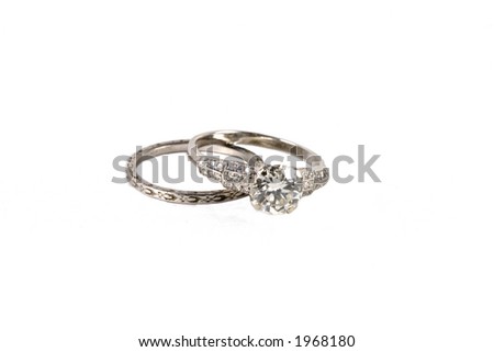 stock photo Old wedding band and engagement ring