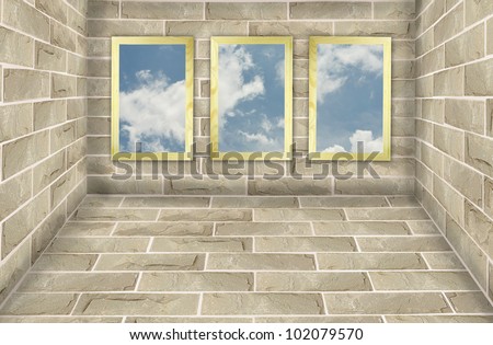 Blue Sky Brick Background