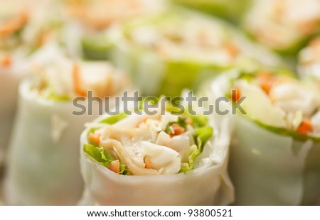 Wrap vegetable noodle close up