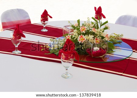 table center piece. wedding table decoration isolated over white